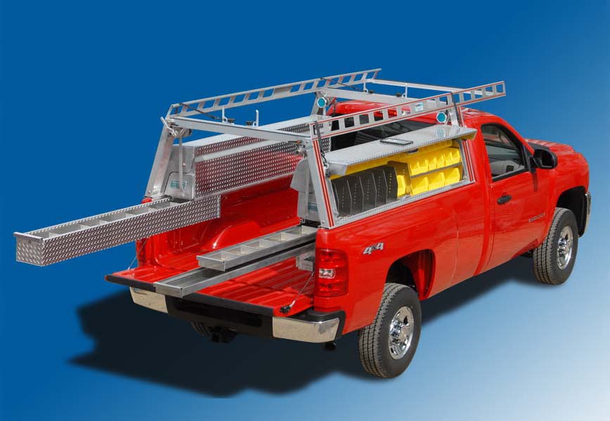 System One aluminum ladder racks, truck racks, van racks, truck tool boxes  for contractors and utility companies.